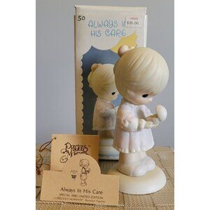VINTAGE PRECIOUS MOMENTS FIGURINE "Always In His Care" 1990 Commemorative Fig